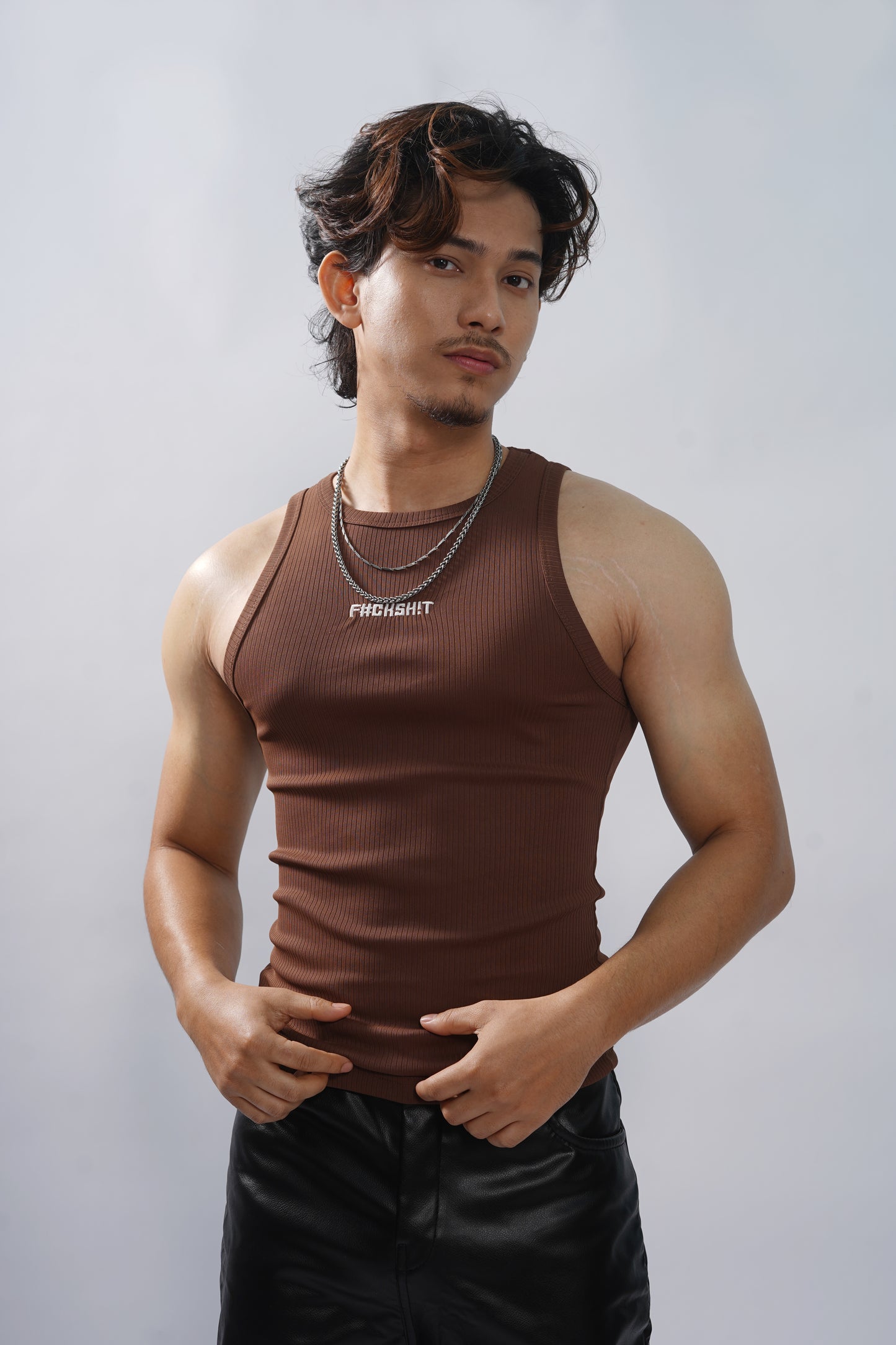 The Rebel Edge Crew Neck Vest- Brown