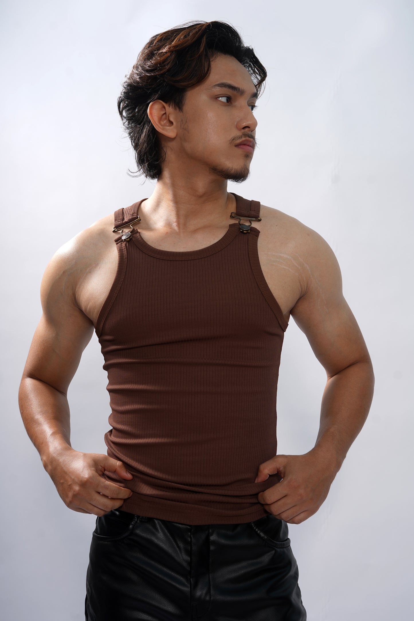 The Luxe Buckle Vest-Brown