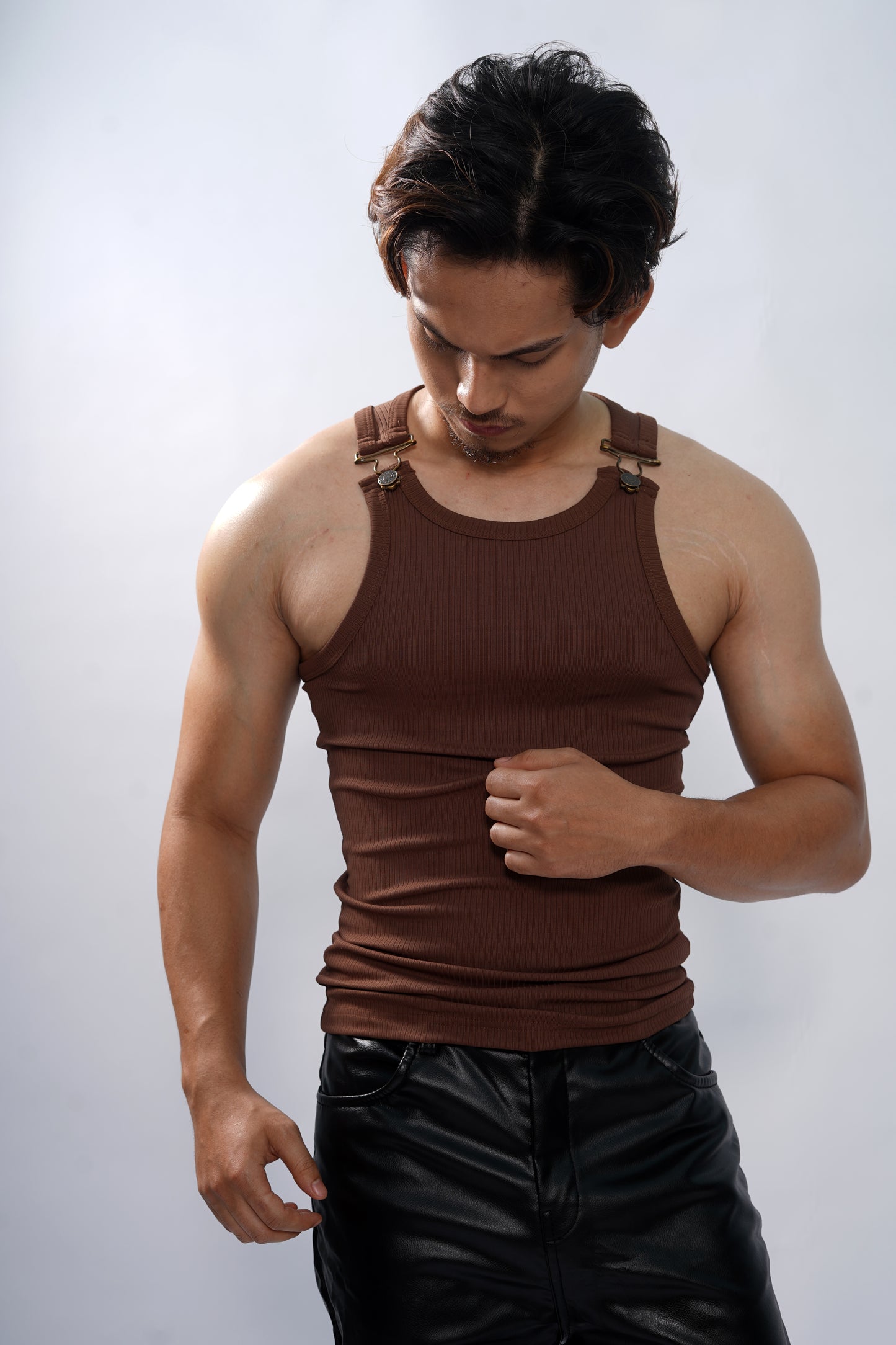 The Luxe Buckle Vest-Brown