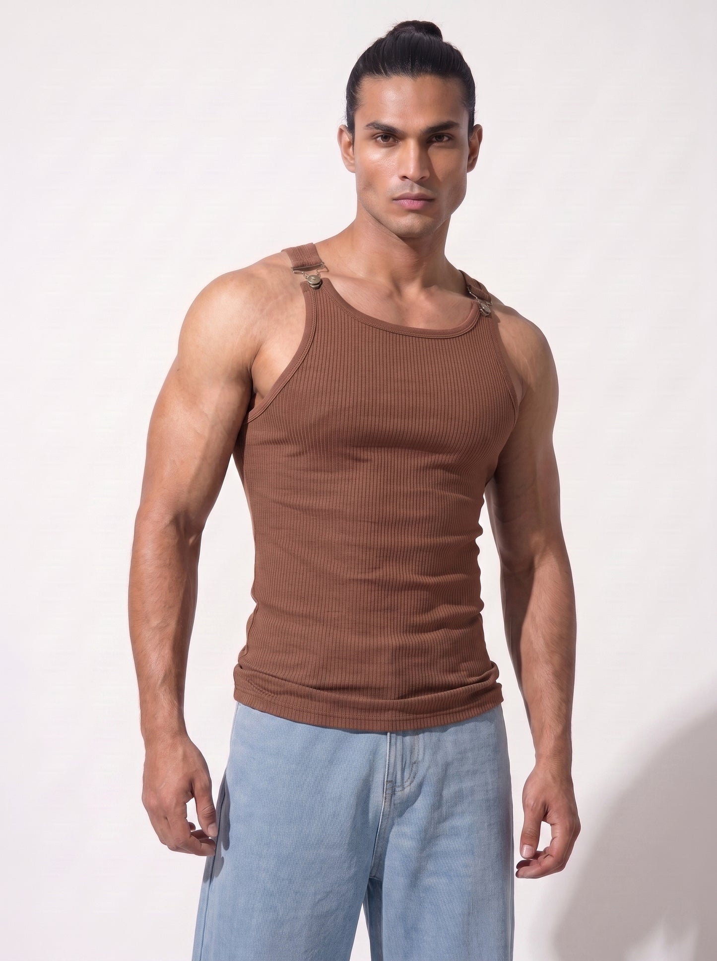 The Luxe Buckle Vest-Brown