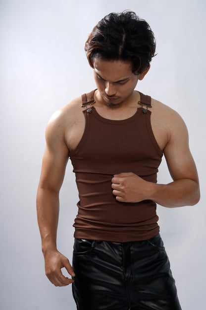 The Luxe Buckle Vest-Brown