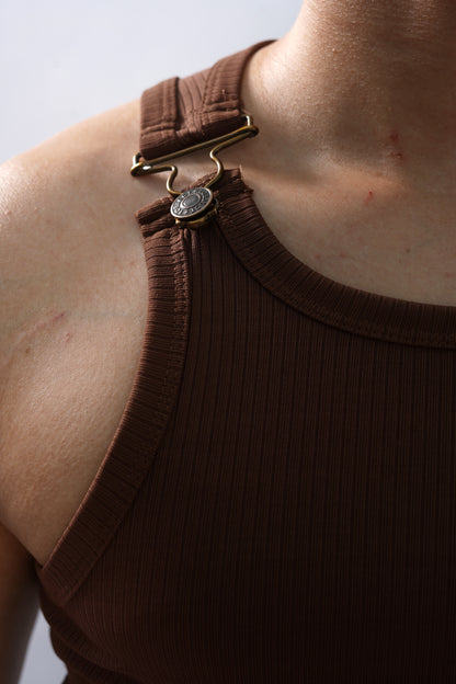 The Luxe Buckle Vest-Brown
