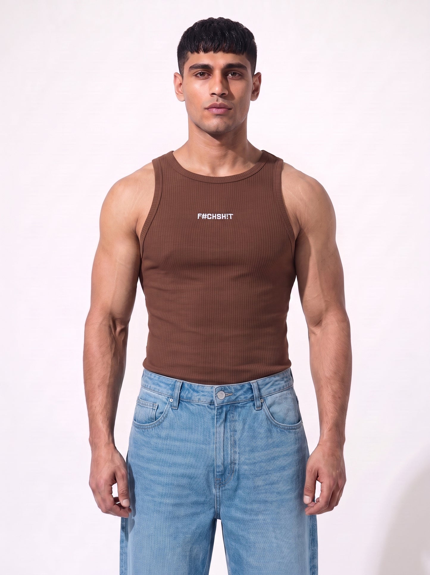 The Rebel Edge Crew Neck Vest- Brown