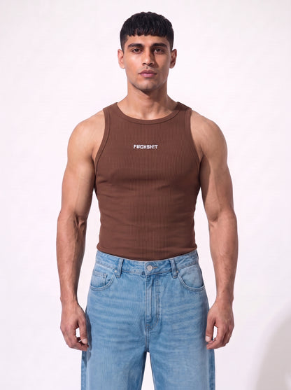 The Rebel Edge Crew Neck Vest- Brown