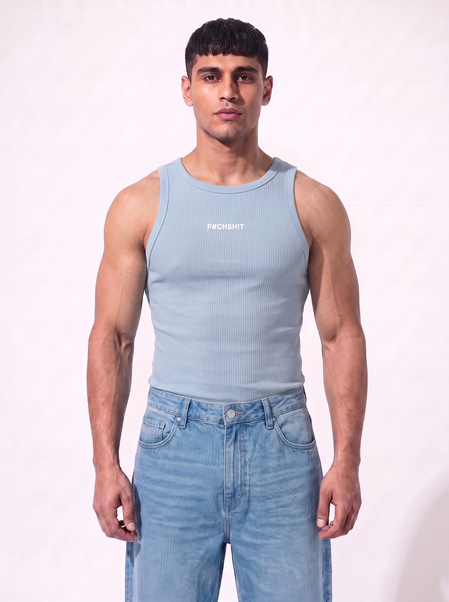 The Rebel Edge Crew Neck Vest- Sky Blue