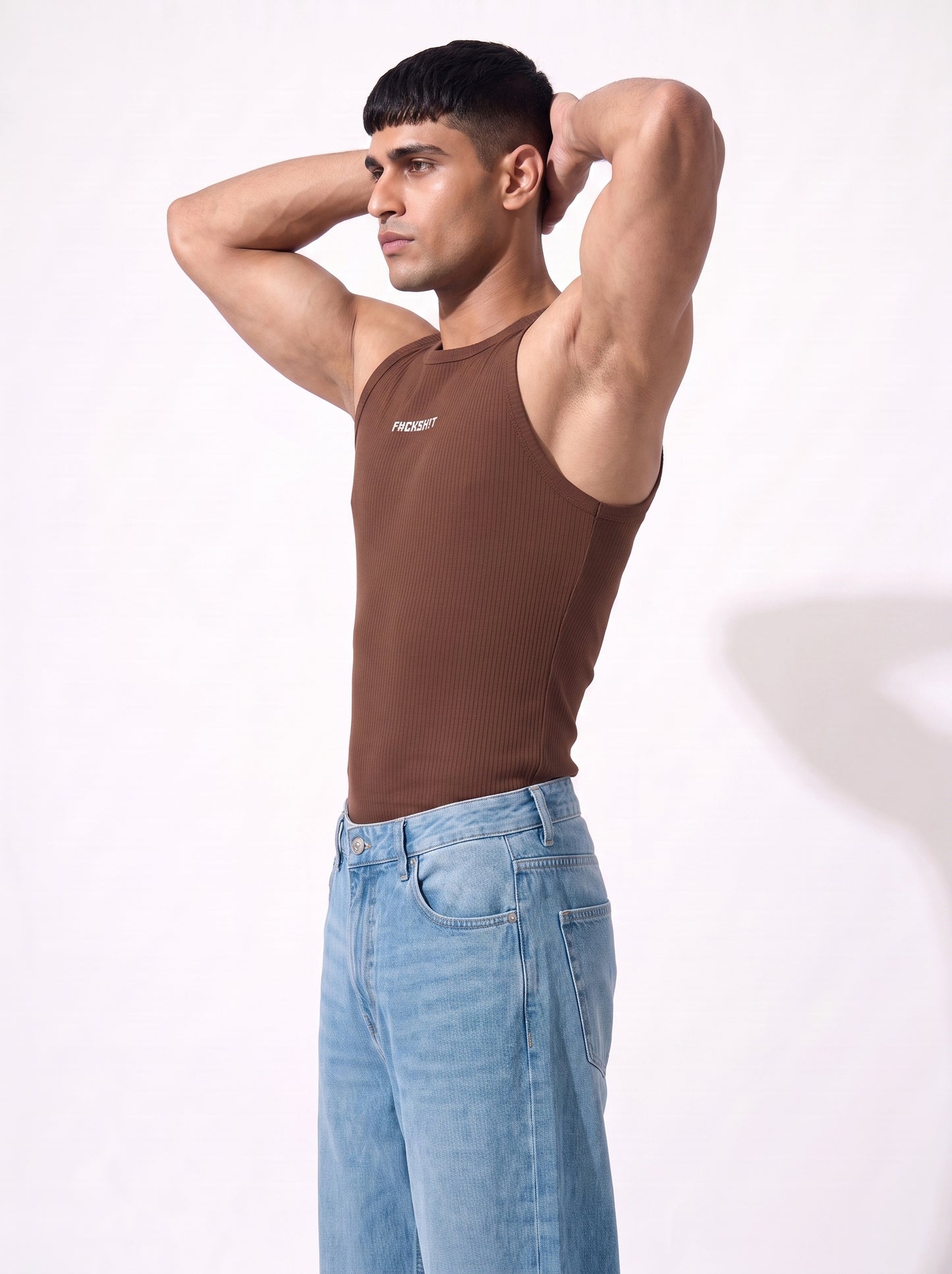 The Rebel Edge Crew Neck Vest- Brown