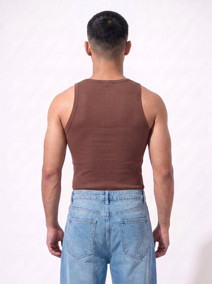 The Rebel Edge Crew Neck Vest- Brown