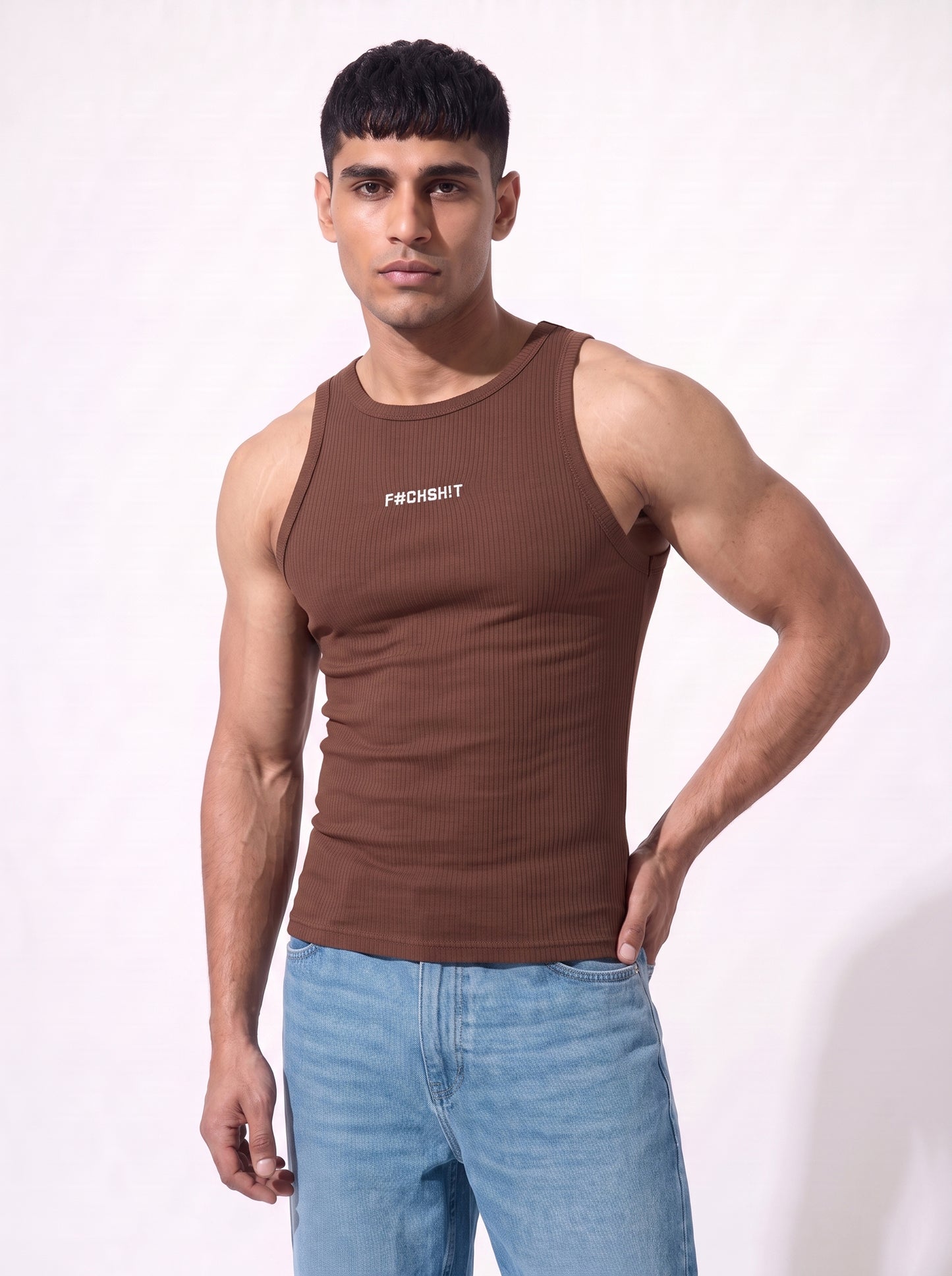 The Rebel Edge Crew Neck Vest- Brown