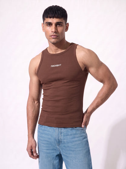 The Rebel Edge Crew Neck Vest- Brown