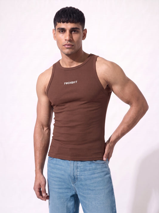 The Rebel Edge Crew Neck Vest- Brown