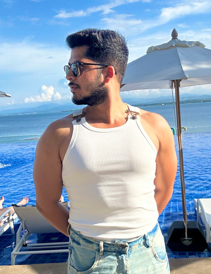 The Luxe Buckle Vest- Off White