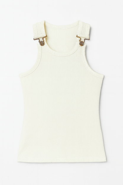 The Luxe Buckle Vest- Off White
