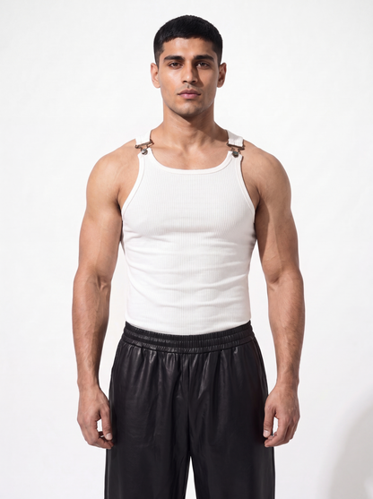 The Luxe Buckle Vest- Off White