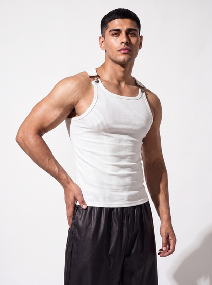 The Luxe Buckle Vest- Off White
